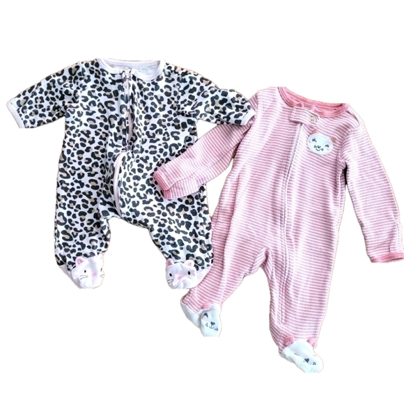Little Me Other - Set of newborn baby girl zipper onesies
